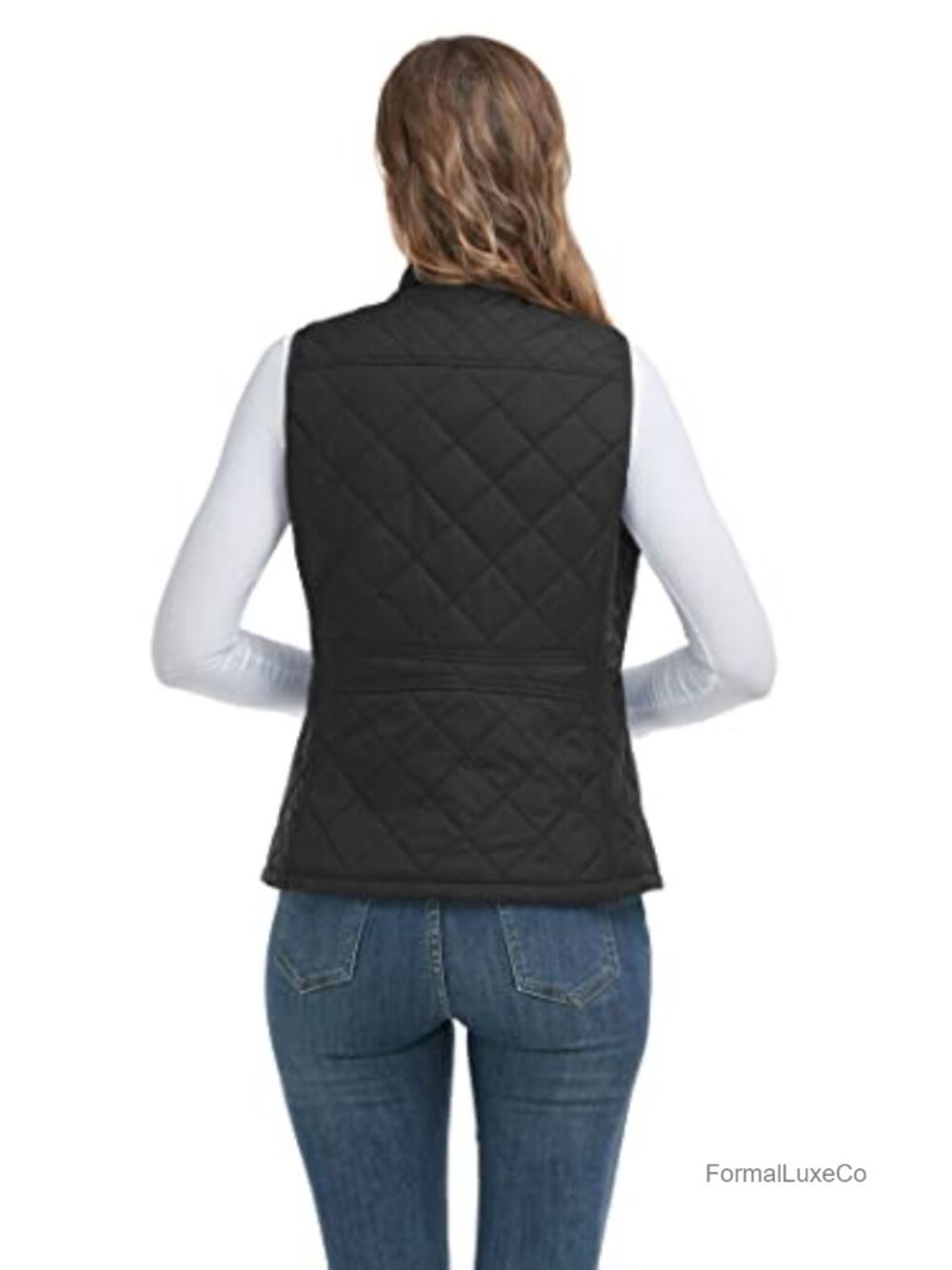 Women's Quilted Vest Stand Collar Zip Lightweight Sleeveless Polyester - Picture 3 of 6